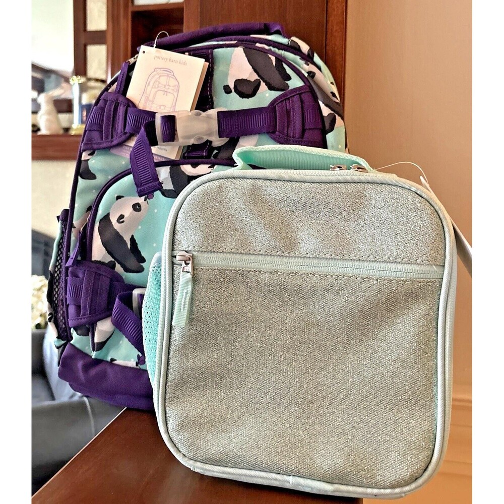 School Pottery barn BACKPACK LUNCH SET Travel Bag Panda girl Birthday gift🌈